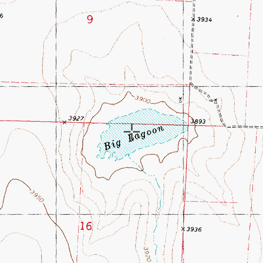 Topographic Map of Big Lagoon, KS