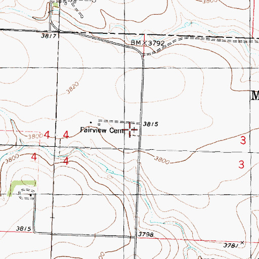 Topographic Map of Fairview Cemetery, KS