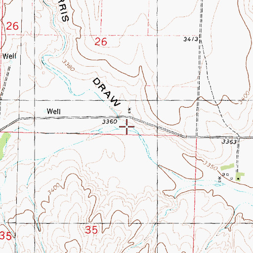 Topographic Map of Harris Draw, KS