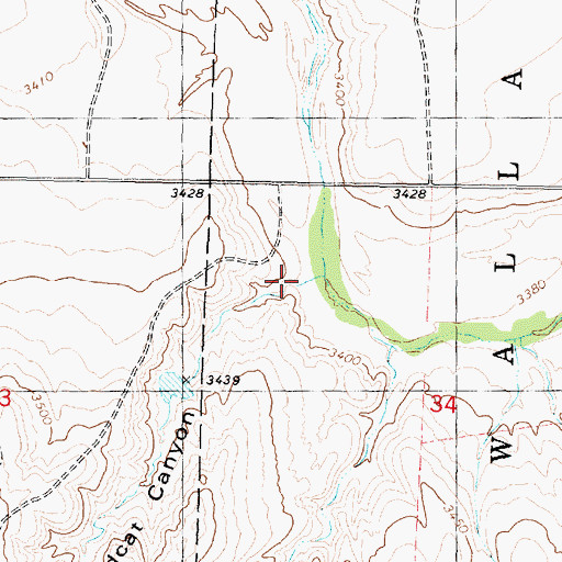 Topographic Map of Wildcat Canyon, KS