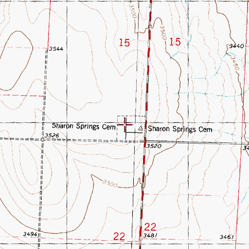 Topographic Map of Sharon Springs Cemetery, KS