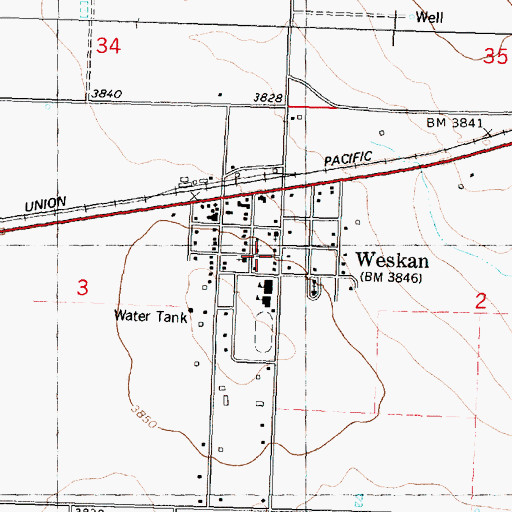 Topographic Map of Weskan, KS