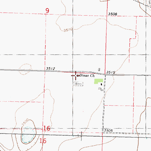 Topographic Map of Dinas Church, KS