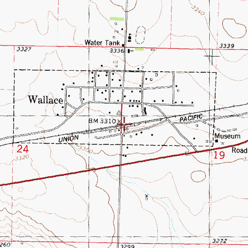 Topographic Map of Wallace, KS