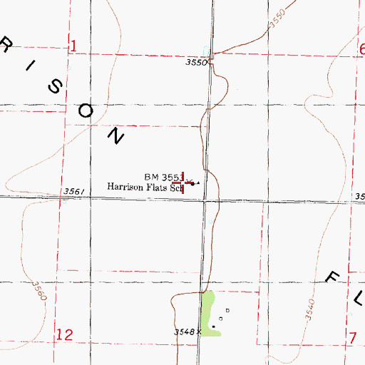Topographic Map of Harrison Flats School, KS