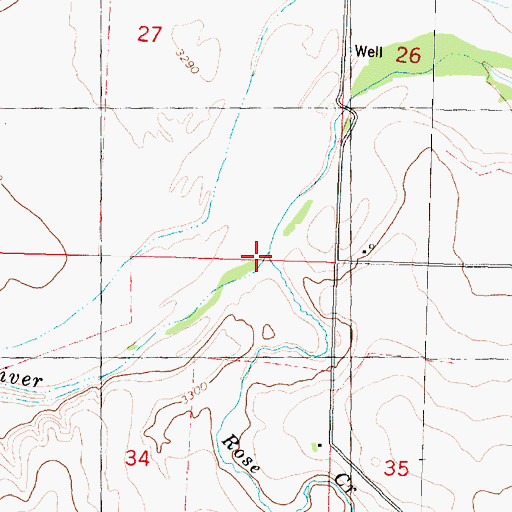 Topographic Map of Rose Creek, KS