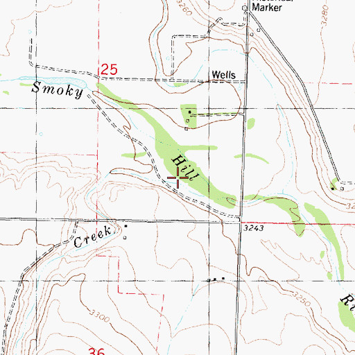 Topographic Map of Coon Creek, KS