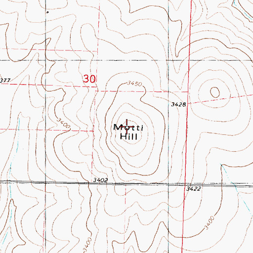 Topographic Map of Motti Hill, KS