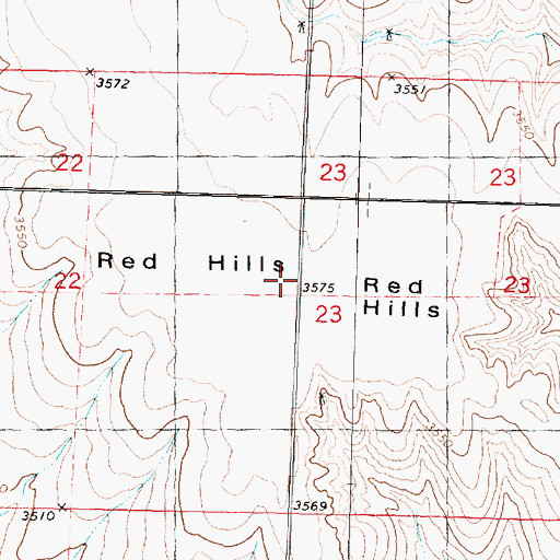 Topographic Map of Red Hills, KS