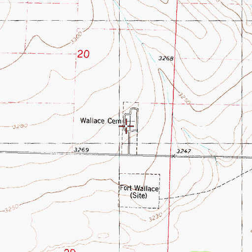 Topographic Map of Fort Wallace Cemetery, KS