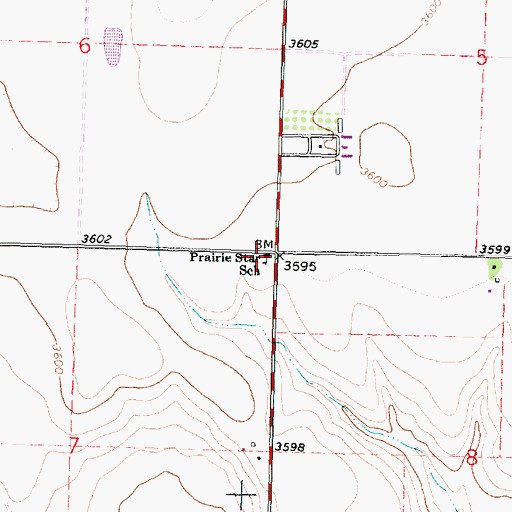 Topographic Map of Prairie Star School, KS