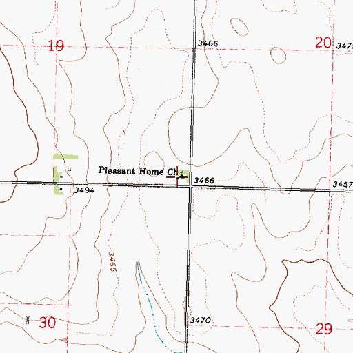Topographic Map of Pleasant Home Church, KS
