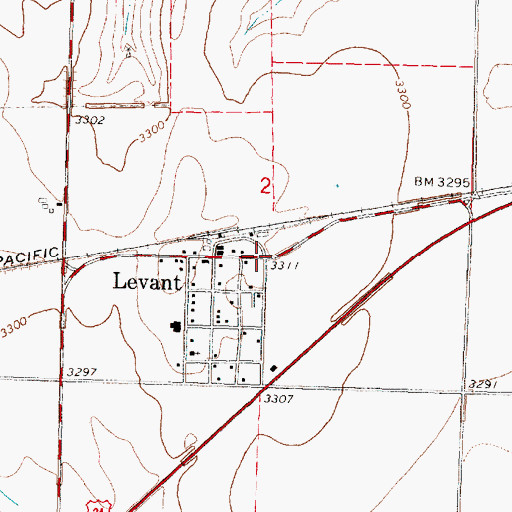Topographic Map of Levant, KS