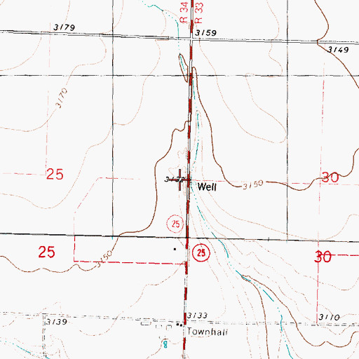 Topographic Map of Township of Rovohl, KS