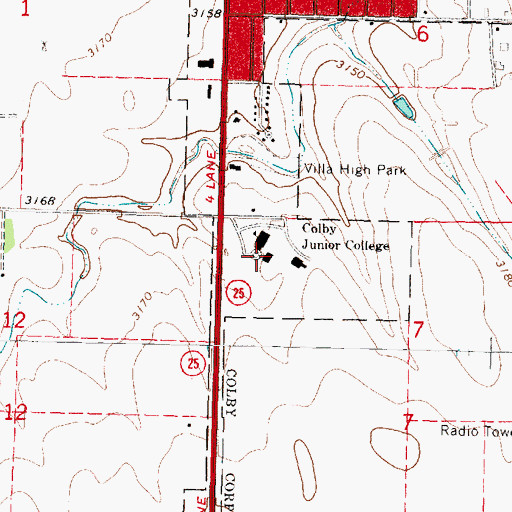 Topographic Map of Colby Community College, KS