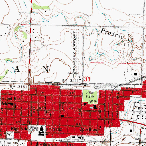 Topographic Map of Murray Airport (historical), KS