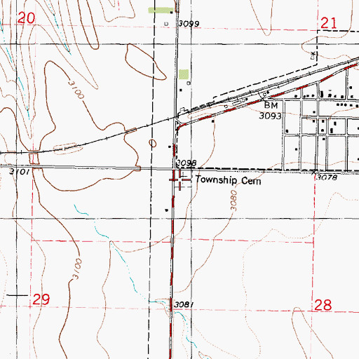 Topographic Map of Gem Cemetery, KS