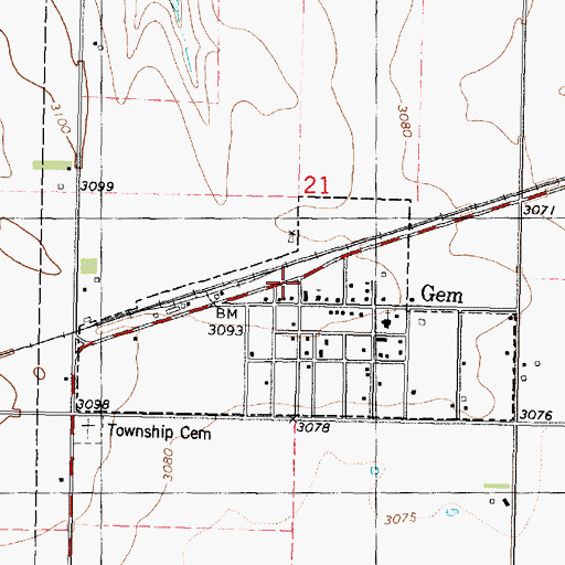 Topographic Map of Gem, KS