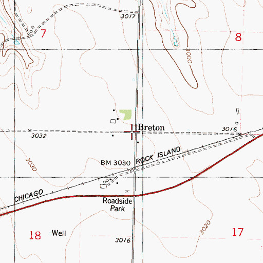 Topographic Map of Breton, KS