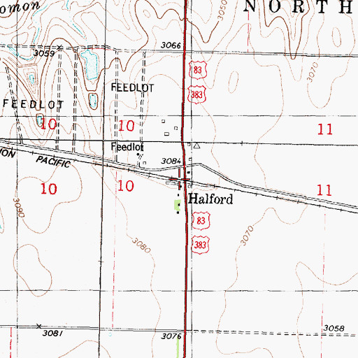 Topographic Map of Halford, KS