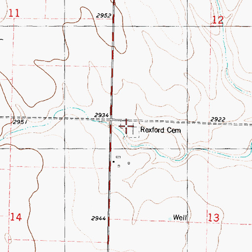 Topographic Map of Rexford Cemetery, KS