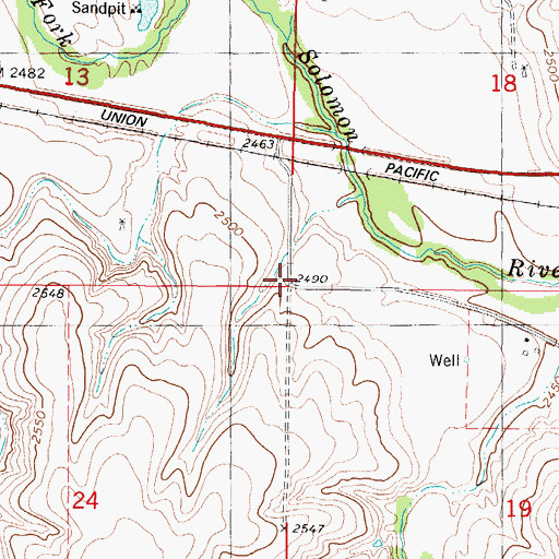 Topographic Map of Township of Valley, KS