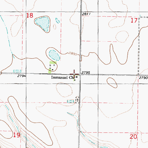 Topographic Map of Immanuel Church, KS