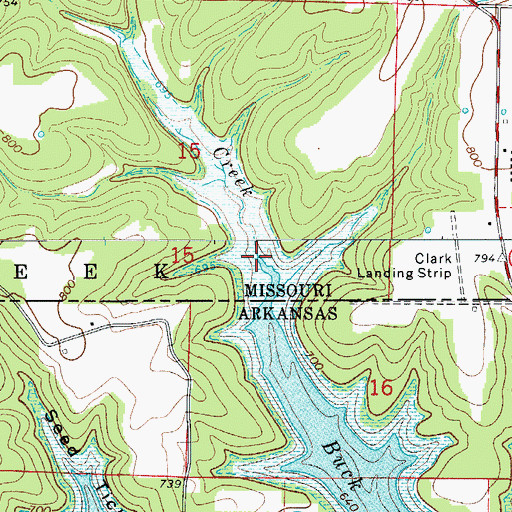 Topographic Map of Buck Creek, MO