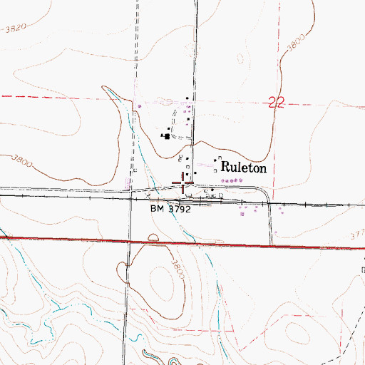 Topographic Map of Ruleton, KS