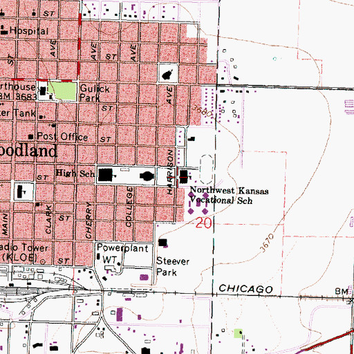Topographic Map of Northwest Kansas Technical College, KS