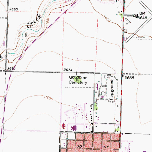 Topographic Map of Goodland Cemetery, KS