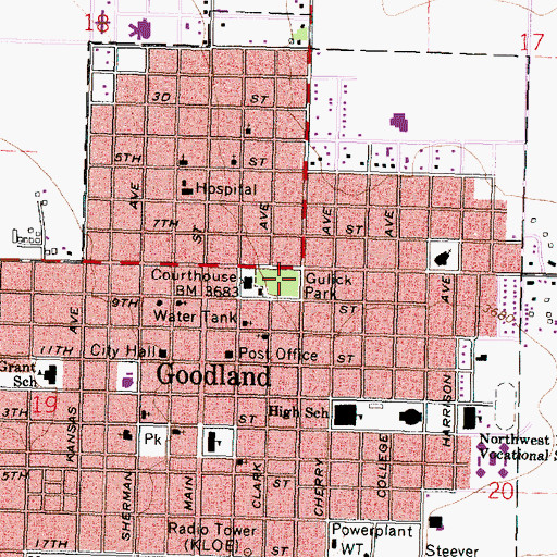 Topographic Map of Gulick Park, KS