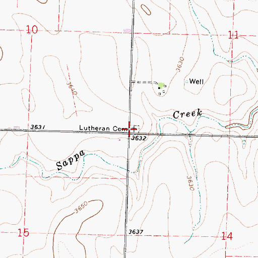 Topographic Map of Frerichs Cemetery, KS