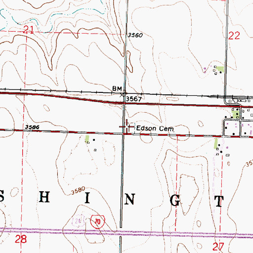 Topographic Map of Edison Cemetery, KS