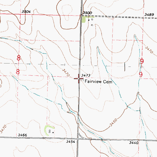 Topographic Map of Hollenbeck Cemetery, KS