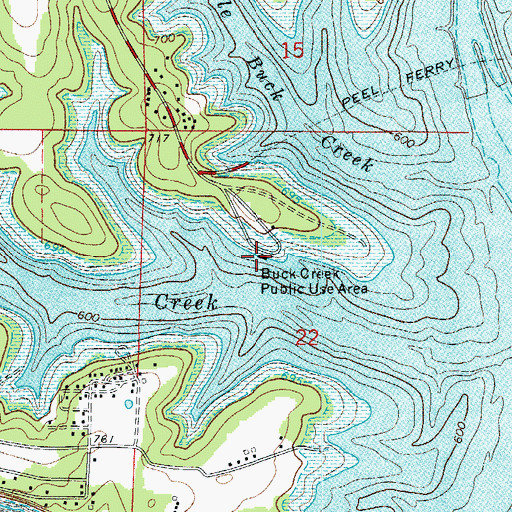 Topographic Map of Buck Creek Public Use Area, AR