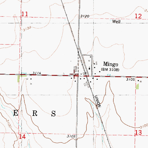 Topographic Map of Mingo, KS