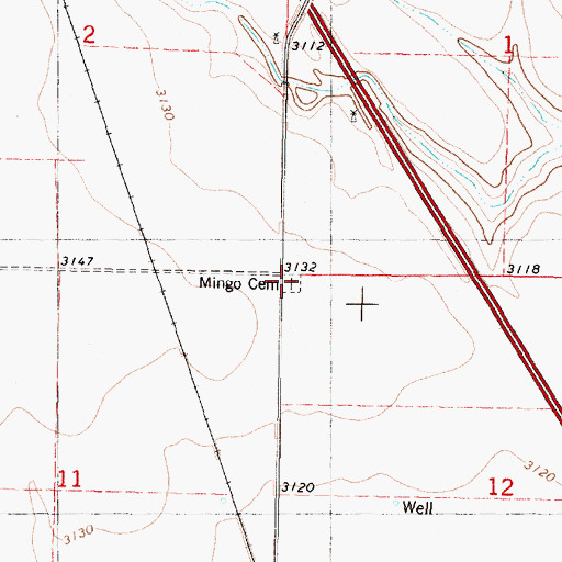 Topographic Map of Mingo Cemetery, KS