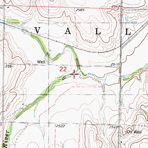 Topographic Map of Sand Creek, KS