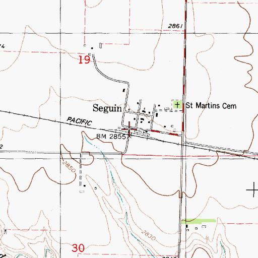 Topographic Map of Seguin, KS