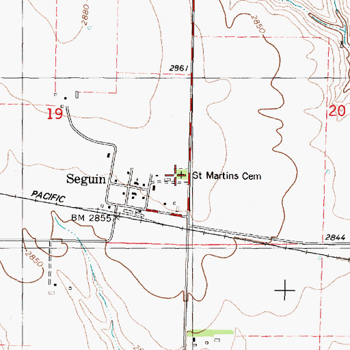 Topographic Map of Saint Martins Cemetery, KS