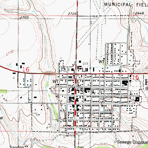 Topographic Map of Hoxie, KS