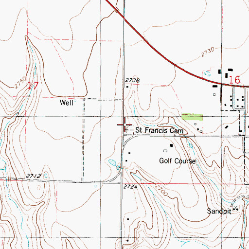 Topographic Map of Saint Francis Cemetery, KS