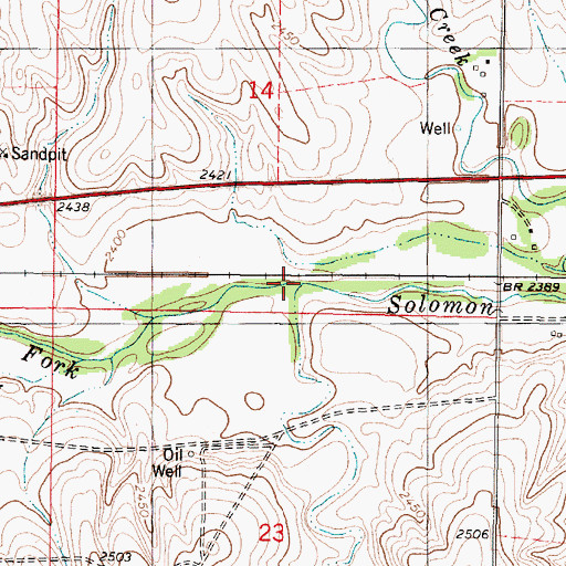 Topographic Map of Rock Creek, KS