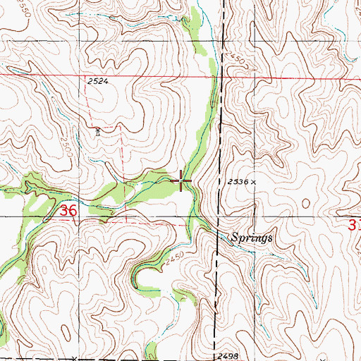 Topographic Map of Southwest Fork County Line Creek, KS
