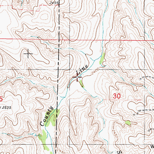 Topographic Map of Southeast Fork County Line Creek, KS