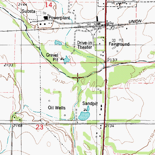 Topographic Map of Brush Creek, KS
