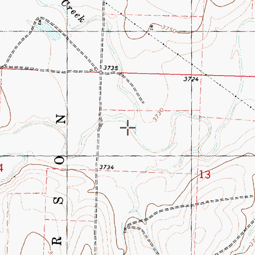 Topographic Map of Sandy Creek, KS