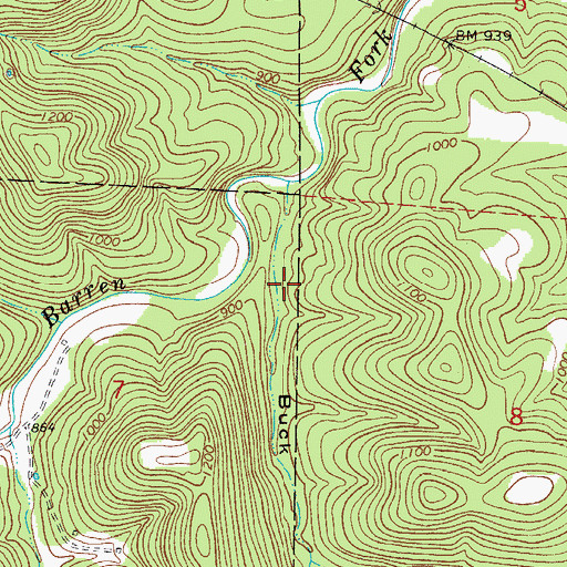 Topographic Map of Buck Hollow, AR
