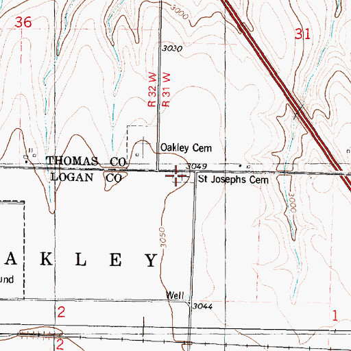 Topographic Map of Saint Joseph Cemetery, KS